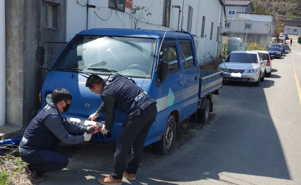 체납차량 번호판 영치(순천시제공)